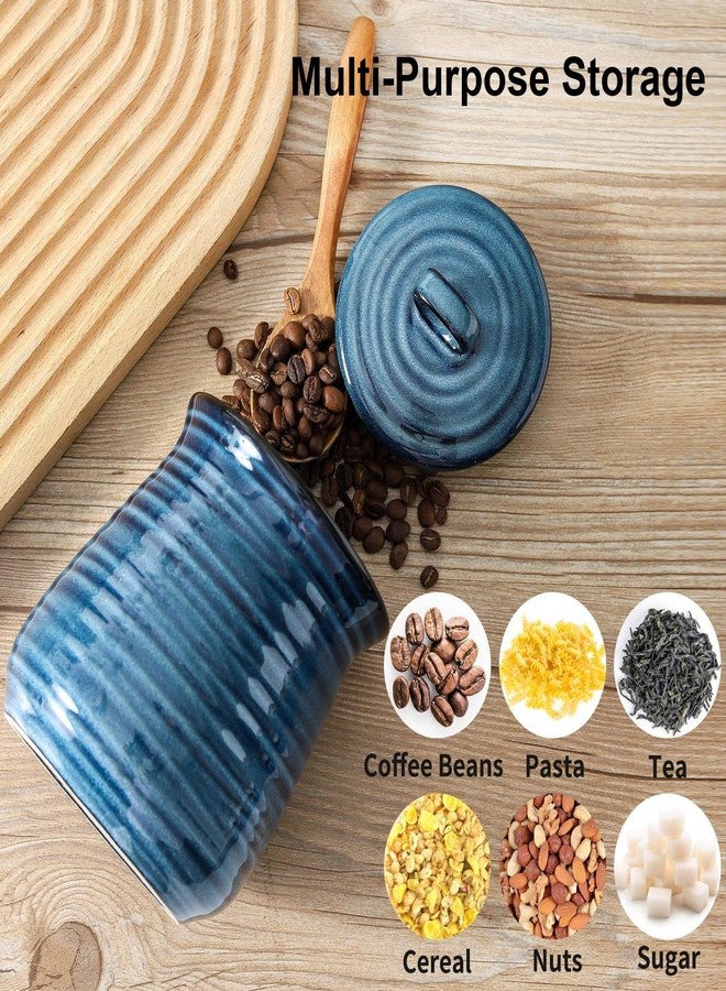 Tikooere Ceramic Kitchen Canister, Large Food Storage Jar with Aritight Lid for Coffee,Tea,Sugar,Flour,Cookie,Candy,Cereal,Dog Treat, 35 oz Coffee Canister for Kitchen Countertop, Blue - Image 3